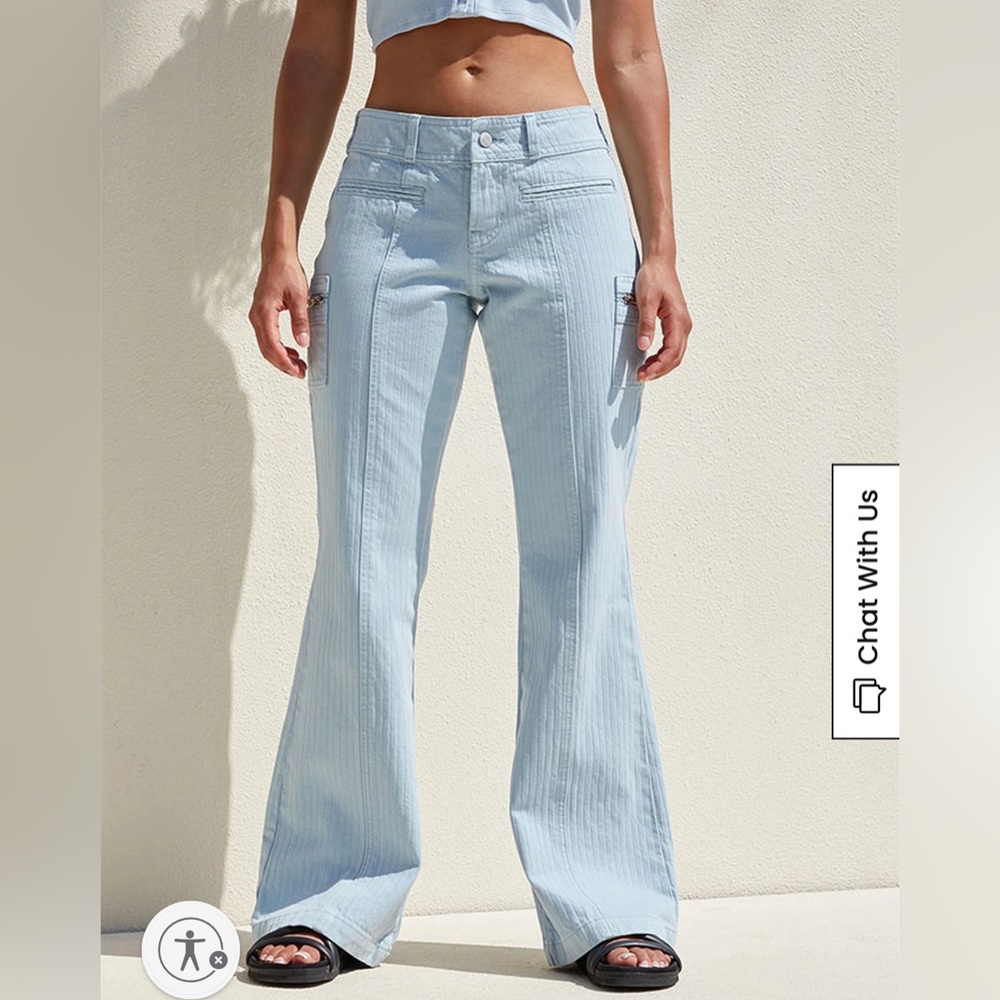 PACSUN Light Blue Low Rise Cargo Flare Jeans 🩵 Size: 27